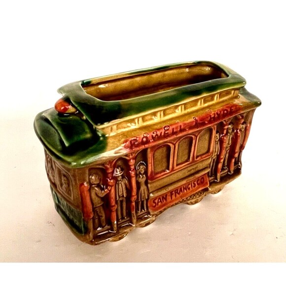 San Francisco Trolley Cable Car 514 Powell & Hyde/Mason Ceramic Planter - Picture 1 of 11